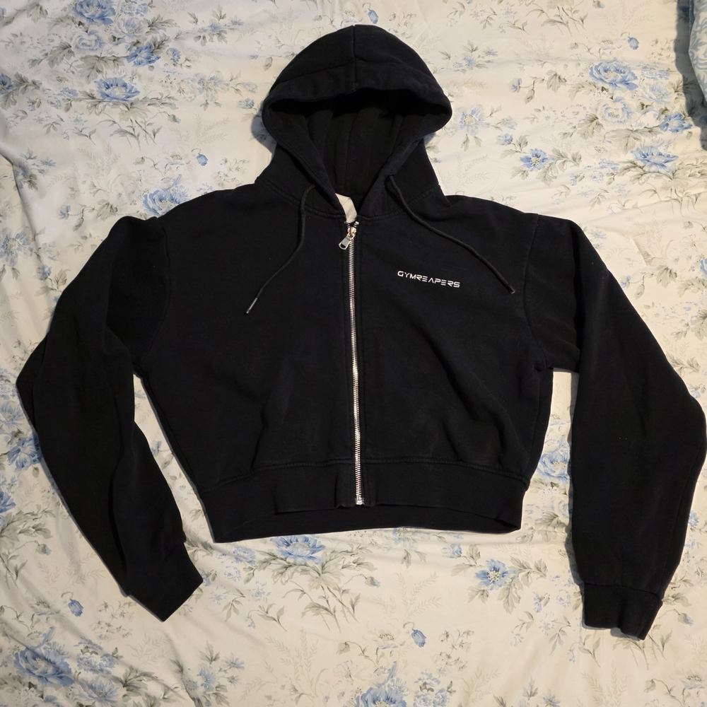 Gymreapers Black Cropped Hoodie